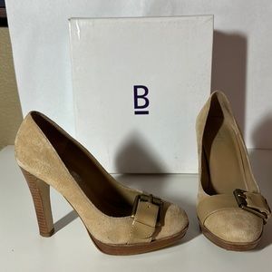 Bakers Beige Suede Platform Heels
